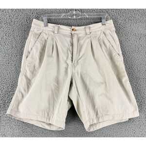 Vintage Moschino Chino Shorts Men's 33 Beige Cotton Twill Pleated Casual‎ Khaki